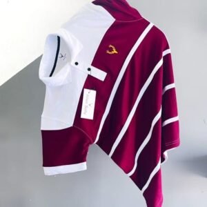 Maroon and white Polo T-Shirt