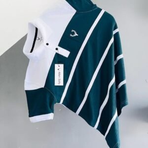 Teal green and white Polo T-Shirt